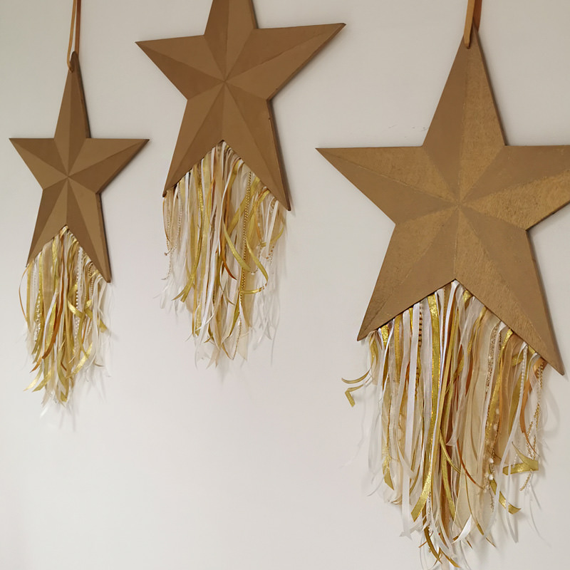 Gold Wooden Hanging Star 3